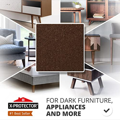 24 Heavy-Duty Felt Furniture Pads 1” 1/4” Thick X-Protector! Square Felt Pads for Furniture Feet - The Best Felt Floor Protectors for Furniture to Prevent Scratches. Protect Your Hard Floor! (Brown) - size: 1 Inch 24 Pcs Square Brown