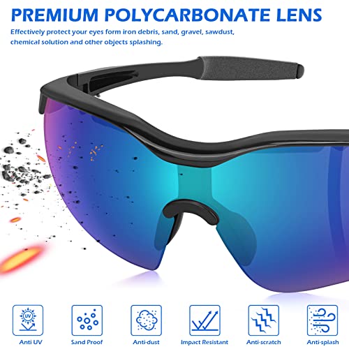 OXG 6 Pack Tinted Safety Glasses for Men Women, Safety Goggles ANSI Z87.1 Protective Eyewear Scratch Resistant Eye Protection - color: Green