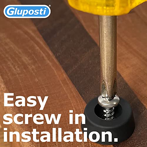 Gluposti 12 Rubber Feet for Cutting Board, Soft Non-Slip Cutting Board Feet with Stainless Screws for Electronics & Furniture, 0.67" W x 0.25" H, Made in USA