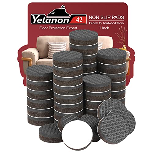 Yelanon Non Slip Furniture Pads -42 pcs 1" Furniture Grippers, Non Skid for Furniture Legs,Self Adhesive Rubber Feet Furniture Feet, Anti Skid Hardwood Floor Protector for Keep Couch Stoppers - size: 42pcs 1" Round