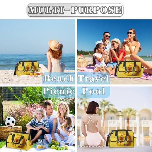 15 Inch Tool Bag 14-Pockets Tool Box Organizer for Men Donuts Yellow Tool Tote Bag Waterproof Toolbox with Shoulder Strap Heavy Duty Garden Tool Organizer for Mechanic
