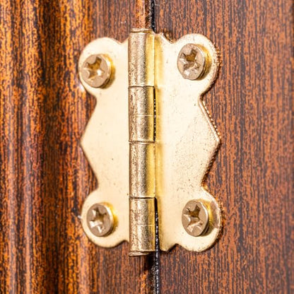 PATIKIL Small Jewelry Box Hinges 1-1/4 Inch, 12 Pack 180-degree Mini Butterfly Hinges Jewelry Box Hardware with 48 Screws for Cabinet Wooden Box Drawer Craft, Brown - color: Copper