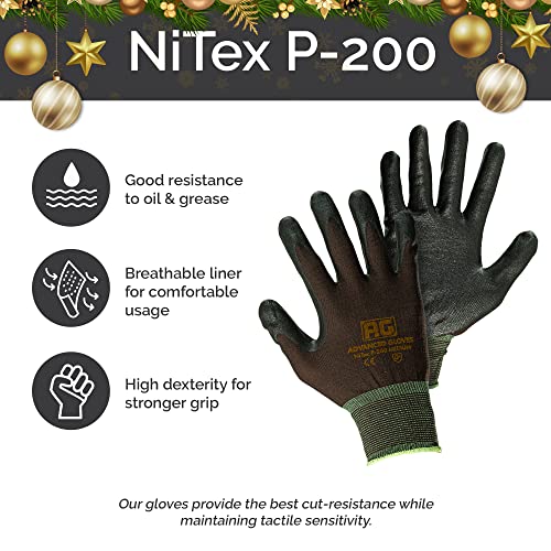 – NiTex P-200 Nylon Nitrile Gloves, Breathable Nitrile Foam Coated Utility Gloves for Insulated Grip, Brown, 12-Pair, Medium - color: Brown, size: 12 Pairs (Medium)