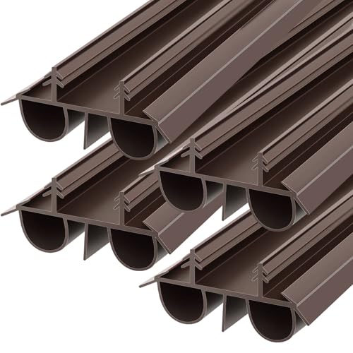 Lineshading 4 Pack Bottom Door Seal Exterior Plastic PVC 1 3/4" x 36" for Vinyl Concealed Kerf/Channel Fit Under Door Seal Strip for Weather Stripping Draft Stopper(Brown) - color: Brown