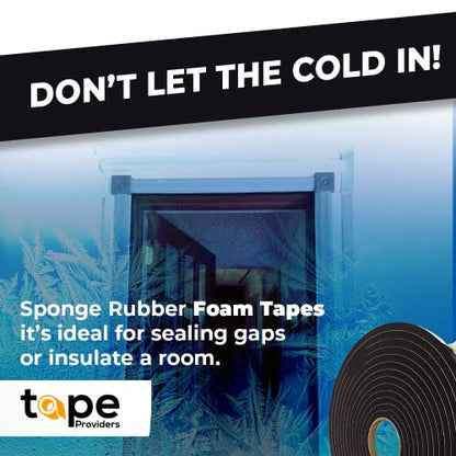WOD SSFLDFT Closed Cell Sponge Rubber Foam Tape, 1/16 inch Thick, 1/2 inch x 150 ft. Made in USA Weatherstrip Seal, Windows and Doors Adhesive, Sound Proof Insulation, Black - size: 1/2"W,1/16"T,150'L