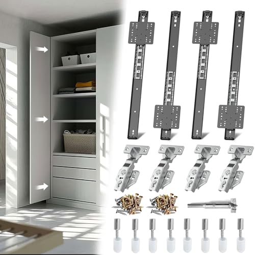 Pocket Door Slides, Cabinet Pocket Door Slide,Pocket Door Hinge,Pivot Door Slide Hardware Inset,Cabinet Pocket Door Hardware Kit Fit for Inset Door,Cabinet Door (18 inches, Pieces, 4) - size: 18 Inch