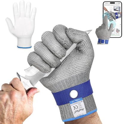Cut Resistant Gloves Food Grade & Stainless Steel Mesh for Oyster Shucking Butcher Work Kitchen Meat and Fish Slicing Lightweight Breathable Anti-Cut Gloves(Size: 10/X-Large) - size: X-Large, style: Level 9 Cut Resistant (Pack of 1)