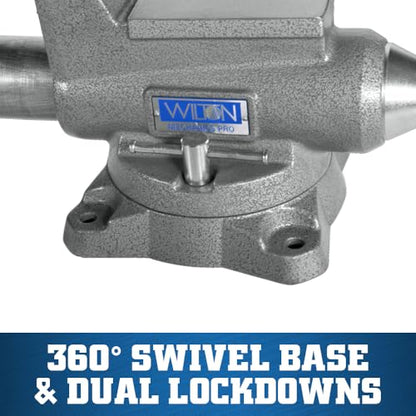 Wilton Mechanics Pro Bench Vise, 6-1/2" Jaw Width, 6" Jaw Opening, 4-3/8" Throat (Model 865M) - size: 6-1/2 in.