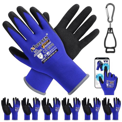 Safety Work Gloves - 7 Pairs, Seamless Knit Glove with MicroFoam Nitrile Coated Smooth Grip on Palm & Fingers for Men and Women, Ideal for General Duty Work (L,Blue) - size: Large, style: 7 Pairs,blue