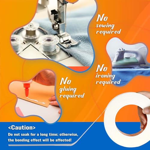 YONGJIN Double-Sided Fabric Tape (2 Rolls) - No Sewing or Ironing Required, Perfect for Quick Clothing Repairs, Fabric Bonding, Adhesive Cloth Tape for Hemming and DIY Crafts (1/4inch+1/2inch) - size: 1/4inch+1/2inch