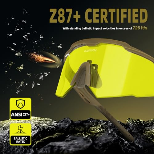 Shooting Glasses Anti Fog with High Definition Lenses, ANSI Z87+ Certified Tactical Safety Glasses for Men Women - color: A4-yellow