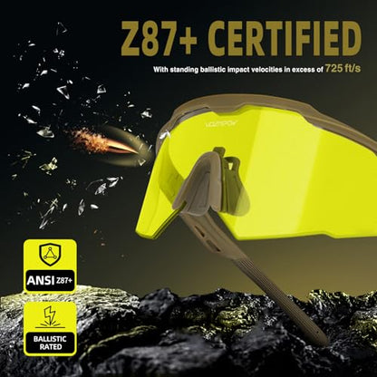 Shooting Glasses Anti Fog with High Definition Lenses, ANSI Z87+ Certified Tactical Safety Glasses for Men Women - color: D6-yellow / Grey