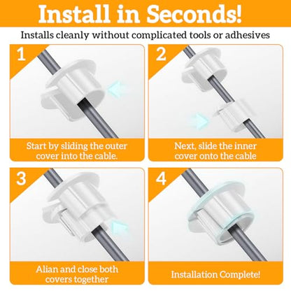 4 Pack White Wall Grommet, Compatible Cable Hole Cover, 1 inch Wall Cable Pass Through Kit, Plastic Grommets for Ethernet Walls Plug, Hole Covers for Cords