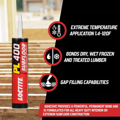 OSI - Henkel Corporation Loctite PL 400 Subfloor Heavy Duty Adhesive, 28 fl oz, Cartridge - size: Single/28 Ounce