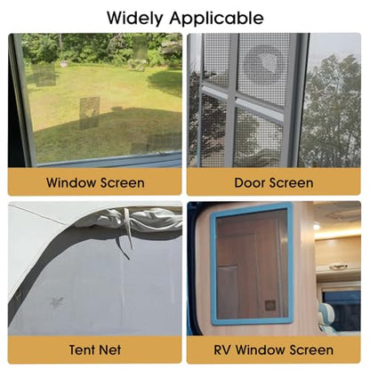 Screen Repair Tape - 2" x 15FT Window Screen Repair Tapes for Windows & Door Mesh Tears Holes, Strong Adhesive Screens Tapes Repair Mesh, Window Screens Repairs Kit(Grey)