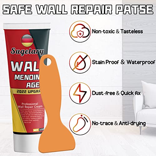 Drywall Patch Repair Kit with Scraper, White Wall Mending Agent with 2 Pcs Aluminum Drywall(2 inches), Plaster Dent Repair and Wood Scratch Repair - color: Black