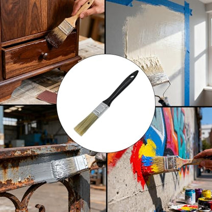 KUMGROT 2 Pcs 1 Inch Paint Brush Set, Soft Horsehair Long-Handled Brushes for Paint & Pigment Furniture Renovation Exterior Walls Wood Paneling, for Detailed Touch-Ups and Spot Repairs - size: 1"