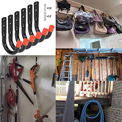 Wall Mount Garage Storage Hooks, Heavy Duty Steel Storage Hook Great for Garden Tools, Hoses, Lawn Mowers (5.5Inch x 4Inch) - size: 5.5Inch x 4Inch
