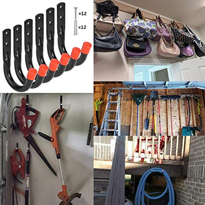 Wall Mount Garage Storage Hooks, Heavy Duty Steel Storage Hook Great for Garden Tools, Hoses, Lawn Mowers (5.5Inch x 4Inch) - size: 5.5Inch x 4Inch
