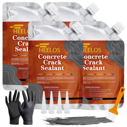 Concrete Crack Filler, 4 Pack Self Leveling Crack Sealant Repair Sealer, High Elasticity Cement Crack Filler, Waterproof Caulking Glue for Driveway, Patio, Sidewalk, Concrete Joint Repair, Grey - style: 4Pack-4.4LB