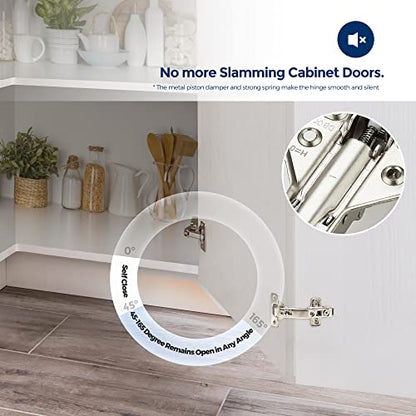 Ravinte 1 Pair 2 Pack Kitchen Cabinet Hinges, 165 Degree Kitchen Door Hinges Compatible with Lazy Susan Corner Cupboard，Full Overlay Face Frame Concealed Corner Cabinet Hardware - size: 165 Degree
