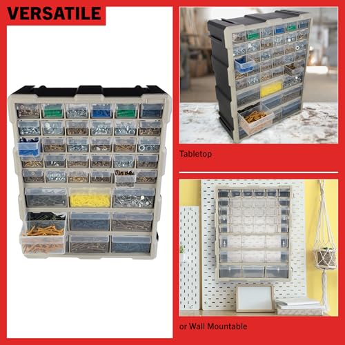 Stalwart 39-Drawer Plastic Small Parts Organizer - Desktop or Wall Storage Drawers for Organizing Hardware, Crafts, Garage, or Classroom (Black) - style: 39 Drawers
