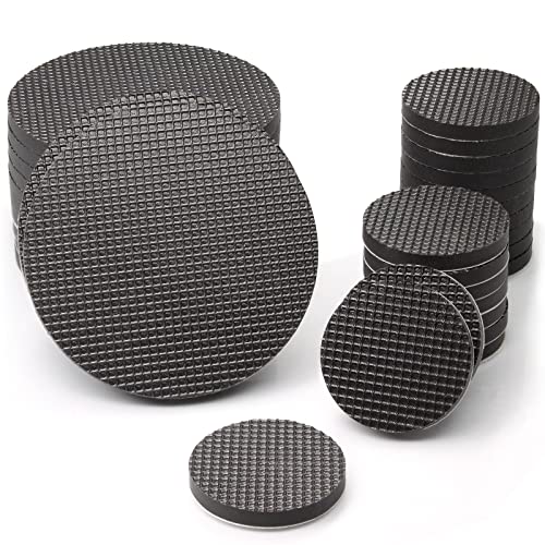 Non-Slip Furniture Pads,Solid Round Rubber Feet,12PCS 2 inch,20PCS 1",Stoppers,Self Adhesive Anti-Sliding Grippers for Bed,Couch,Table,Prevent Hardwood Floors Scratching Black - size: 1 Inch Round and 2 Inch Round