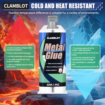 Heavy Duty Metal Glue & Steel Epoxy - 1.76oz Waterproof Liquid Weld, Strongest Adhesive Bonds to Steel, Plastic & Ceramic, Pipe Leak Sealer, Pegamento para Metal, Cold Welding Repair Kit - size: Metal Glue + 1 PCS