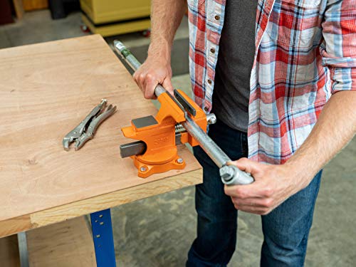 Pony Tools 24545 4-1/2in. Light Duty Bench Vise with Swivel Base, Orange