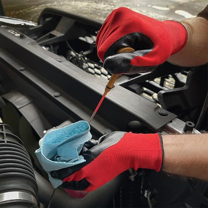 Grease Monkey Work Gloves, Men's Nitrile All Purpose Gloves with Grip for Construction, Safety, Mechanics, Touchscreen - size: 15 Pack - Large, style: Reusable Nitrile Coated Gloves