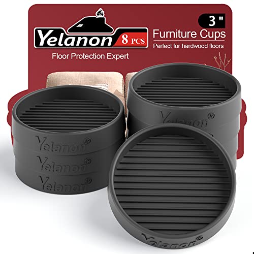 Yelanon Furniture Coasters - 8 Pcs 3”Round Furniture Caster Cups Non Slip Pads Hardwoods Floors Non Skid Grippers Rubber Furniture Feet Anti Slide Floor Protector for Bed Couch Stoppers Black - color: 8pcs3"round Black