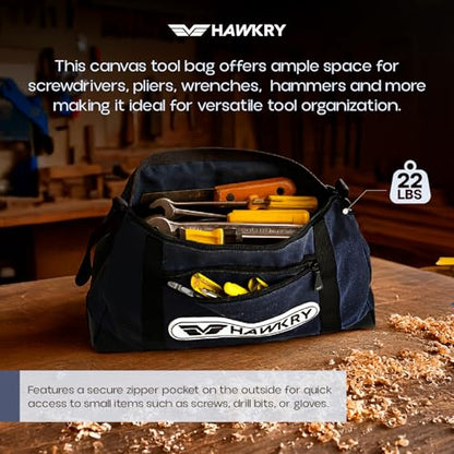 HAWKRY Heavy Duty Canvas Tool Bag – Waterproof Canvas Zipper Pouch, Garden Tool Bag, Construction Bags Heavy Duty, Small Zipper Pouch, Motorcycle Tool, Multipurpose Fishing Bag - color: Blue