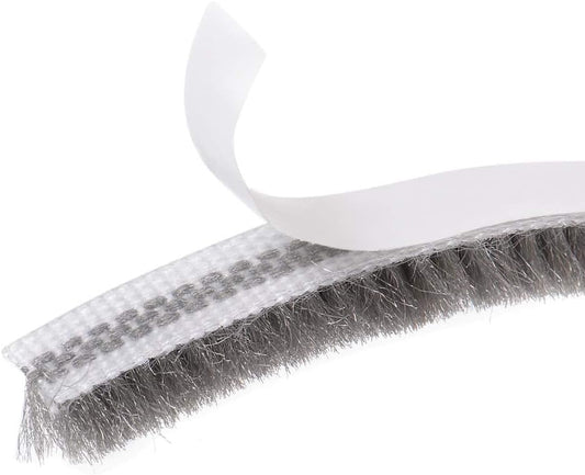 Brush Weather Stripping 7mmx6mm Self Adhesive Sealing Windproof Seal Strip Length 5M Weatherstrip Sweep Brushes for Door Window Gray - color: Length 5M, size: 7mmx6mm