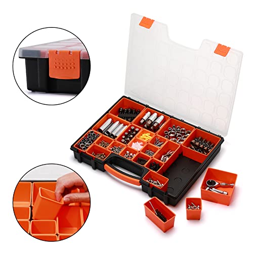 EMENTOL 3PCS Multi-Purpose Portable Organizer Box Set with 72-Removable Compartments, 3 Pieces Professional Boxes with Dimension 16.2"L*13"W*2.3"H - size: 3 PCS
