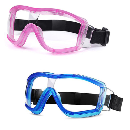 Kids Safety Goggles, Kids Lab Goggles,Soft silicone nose cushion and adjustable headband - color: Blue+pink