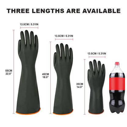 North Tower Heavy-Duty Latex Chemical Resistant Gloves - Reusable Long Rubber Dishwashing Gloves with Forearm Protection for Men - Waterproof, Industrial Safety Gear,18“，1 Pair - size: 18“