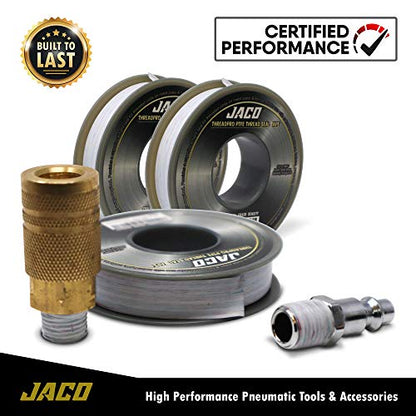 JACO ThreadPro High-Density Thread Seal Tape - 1/2" x 125 ft. (Mega Roll) | Professional PTFE Pipe Sealant | Plumbers Tape (3-Pack) - size: 1/2" x 125 ft (3-Pack)