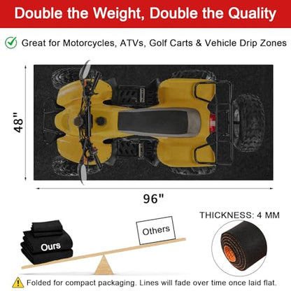 Golener Oil Spill Mat - Garage Floor Mat, Absorbent Oil Pad, Premium Maintenance Mat, Waterproof, Contain Liquid, Protect Floor from Spill & Stain, Reusable, Washable, Durable, 48”x96”, Black/Orange - size: 4' x 8' (Rectangular)