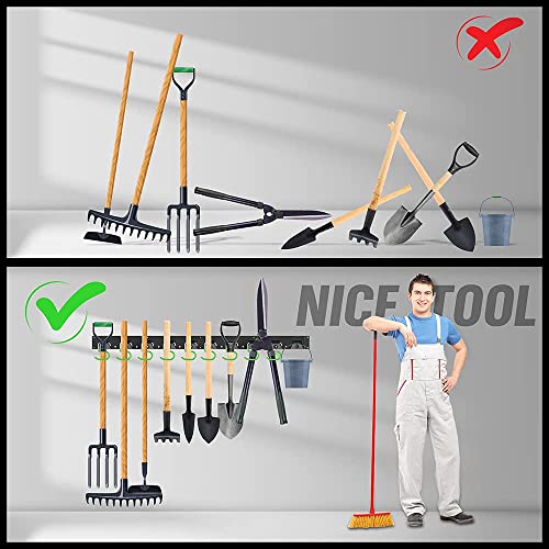 SWANLAKE Plastic 64 Inch Adjustable Storage System, Wall Mounted Hooks Tool Organizer, Garden Tool Hangers, Black - style: Adjustable 64"
