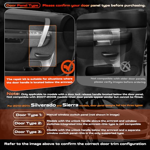 22818465 Door Panel Armrest, Front Left Driver Side Arm Rest Compatible with 2010-2014 Chevy Silverado & GMC Sierra 1500 2500HD 3500HD, Designed for Door Panel with Release Handle Below Armrest, Black - color: Black 22818465 Driver Side Armrest