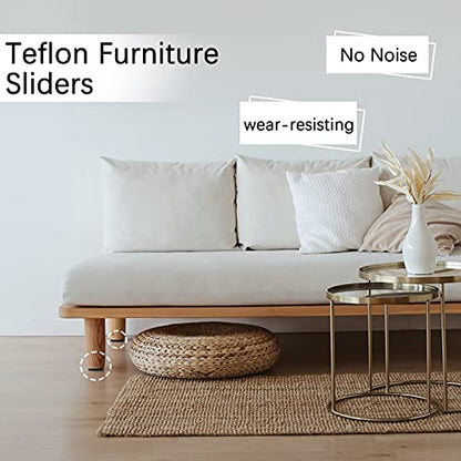 Piutouyar 12Pcs 2" Teflon Furniture Glides Pads, Self Stick Furniture Sliders Kits for Carpet Tile Hardwood Ground Protector, Round - size: Round 2"Dia.