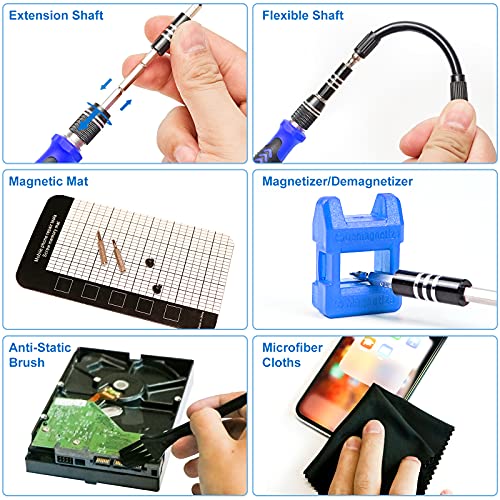 STREBITO Precision Magnetic Screwdriver Set 124-Piece Electronics Tool Kit with 101 Bits, for Computer, Laptop, Cell Phone, PC, MacBook, iPhone, PS4, PS5, Xbox Repair - color: Blue