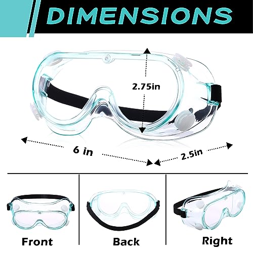 Yunsailing Protective Safety Goggles Lab Over Glasses Clear Anti Fog Eye Protection Goggles for Men Women - color: Clear Green, Black