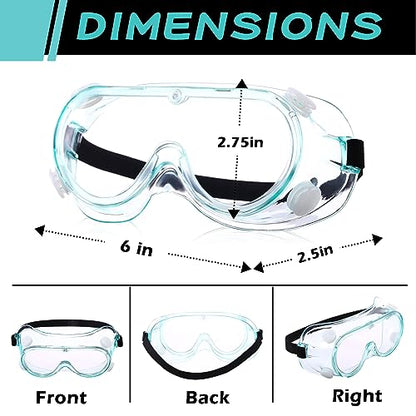 Yunsailing Protective Safety Goggles Lab Over Glasses Clear Anti Fog Eye Protection Goggles for Men Women - color: Clear Green, Black
