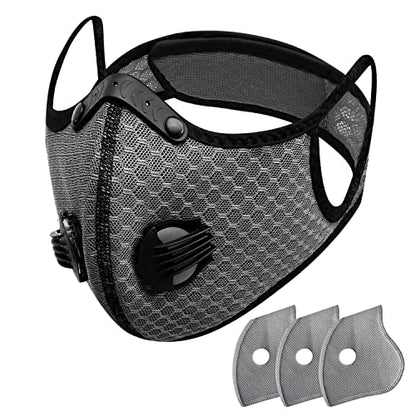 FULIER Dust Face Mask Anti-Fog Outdoor Cool Sports Mask Reusable Face Protection - color: Dark Grey