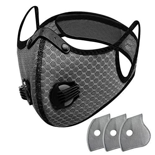 FULIER Dust Face Mask Anti-Fog Outdoor Cool Sports Mask Reusable Face Protection - color: Dark Grey