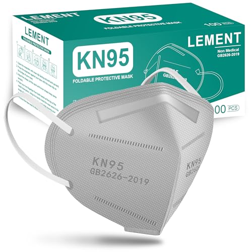 LEMENT KN95 Face Masks,100 Pack Breathable Cup Dust Disposable Masks For Adults,Grey - color: Adult-100 Pack-grey