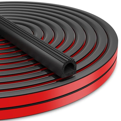 UIOCSSC EPDM Rubber D-Shaped Weather Stripping 26FT RV Door Seal with Strong Self Adhesive, Trailer & Truck Bed Seal, Tonneau Cover, Marine Boat Hatch Gasket, W:0.59"; H:0.61"