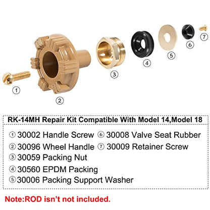 RK-14MH Repair Kit Metal Handle,Outside Faucet,Compatible with Woodford Model 14,Model 18 - size: Rk-14mh