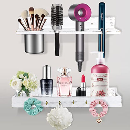 Hair Tool Organizer,Wall Mounted Hair Dryer and Styling tool Holder,Blow Dryer Holder,Organizer for Hot Tools, Curling Iron,Hair Straightener(White)